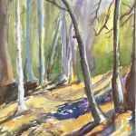 watercolour painting of Trees in Spring