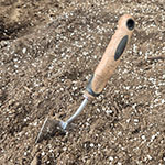 garden shovel in soil